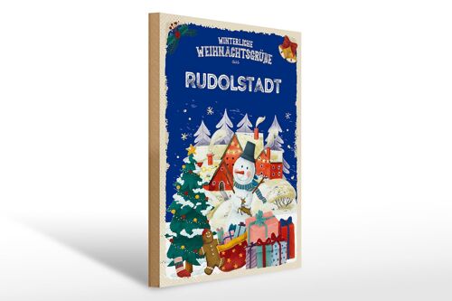 Holzschild Weihnachtsgrüße RUDOLSTADT Geschenk 30x40cm