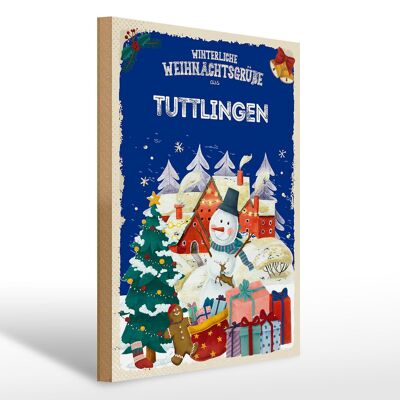 Cartel de madera Saludos navideños TUTTLINGEN regalo 30x40cm