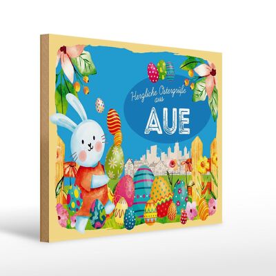 Holzschild Ostern Ostergrüße 40x30cm AUE Geschenk