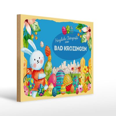 Panneau en bois Pâques Salutations de Pâques 40x30cm BAD KROZINGEN cadeau