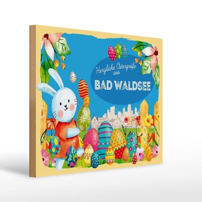 Cartel de madera Pascua Saludos de Pascua 40x30cm BAD WALDSEE regalo