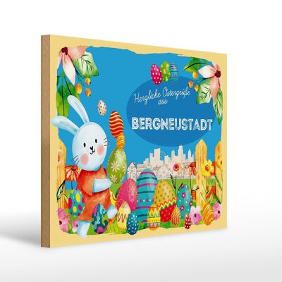 Cartel de madera Pascua Saludos de Pascua 40x30cm BERGNEUSTADT regalo