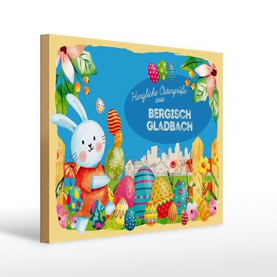 Cartel de madera Pascua Saludos de Pascua 40x30cm BERGISCH GLADBACH regalo