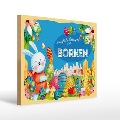 Holzschild Ostern Ostergrüße 40x30cm BORKEN Geschenk