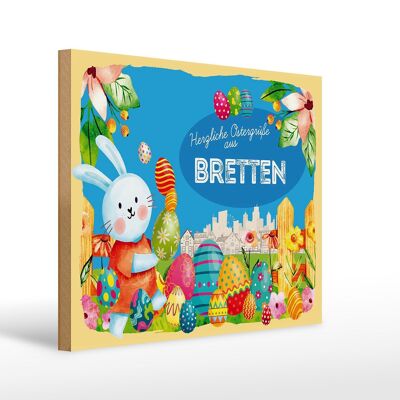 Panneau en bois Pâques Salutations de Pâques 40x30cm Cadeau BRETTEN