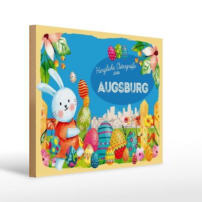 Cartel de madera Pascua Saludos de Pascua 40x30cm Regalo de AUGSBURGO