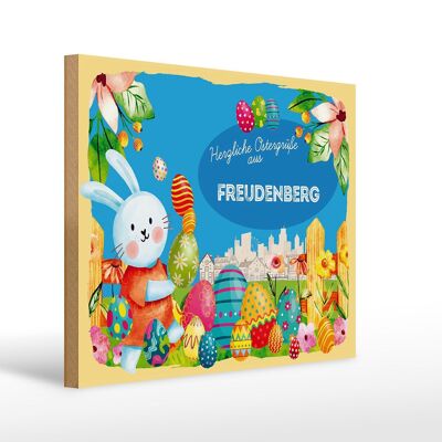 Cartel de madera Pascua Saludos de Pascua 40x30cm Regalo FREUDENBERG