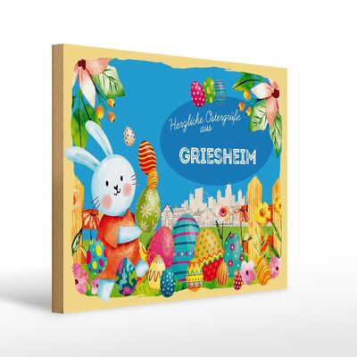 Panneau en bois Pâques Salutations de Pâques 40x30cm Cadeau GRIESHEIM