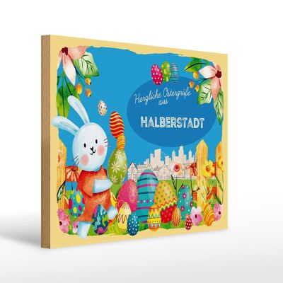 Cartel de madera Pascua Saludos de Pascua 40x30cm Regalo HALBERSTADT