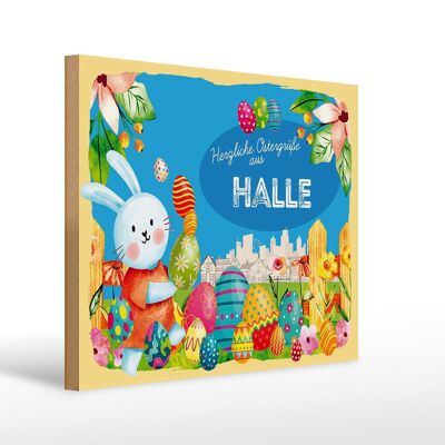 Holzschild Ostern Ostergrüße 40x30cm HALLE Geschenk