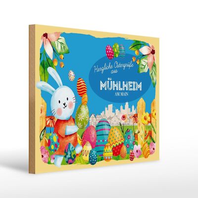 Cartello in legno Pasqua Auguri di Pasqua 40x30 cm MÜLHEIM AM MAIN regalo