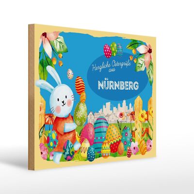 Cartel de madera Pascua Saludos de Pascua 40x30cm Regalo NUREMBERG