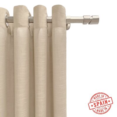 Translucent curtain made in eyelets. Quality curtains made with recycled materials. Linen color. Curtains for living room, bedroom and kitchen.