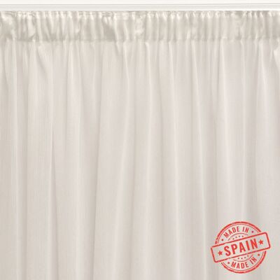 Translucent curtain made of multifunction tape. Quality curtains made with recycled materials. Colour white. Curtains for living room, bedroom and kitchen.
