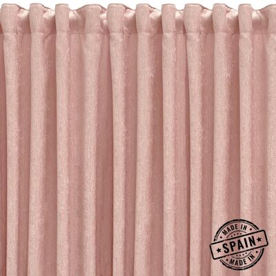 Soft velvet curtain made of multifunction ribbon. Quality fabric in coral color. Curtains for living room, bedroom and kitchen.