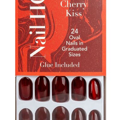 Nail HQ Uñas Ovaladas Cherry Kiss (24 Piezas)