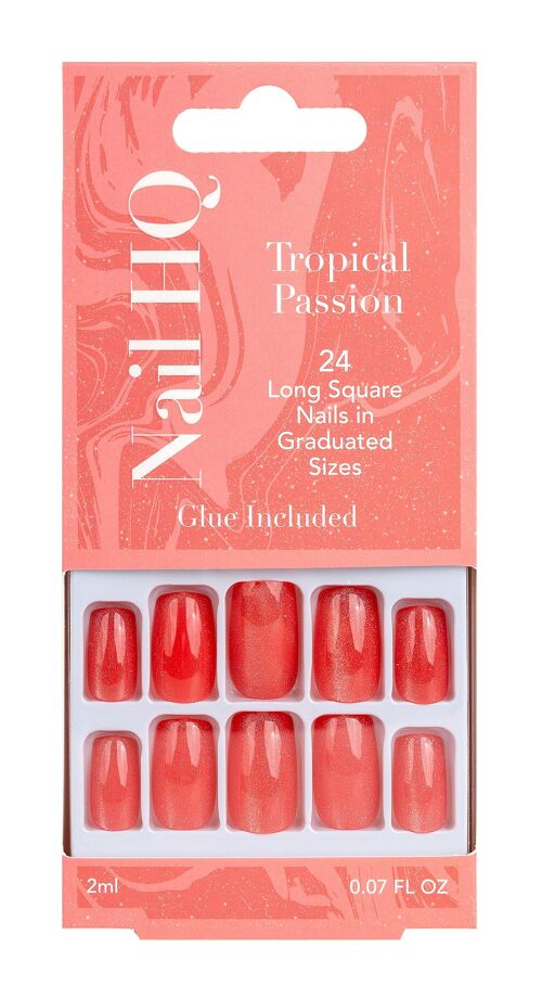 Nail HQ Square Tropical Passion Nails (24 Pieces)