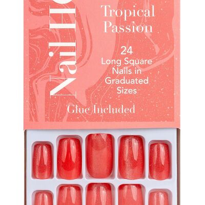 Nail HQ Square Tropical Passion Nails (24 Pieces)