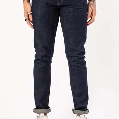 Klondike – Schmal geschnittene Selvedge-Jeans in Rinse-Waschung