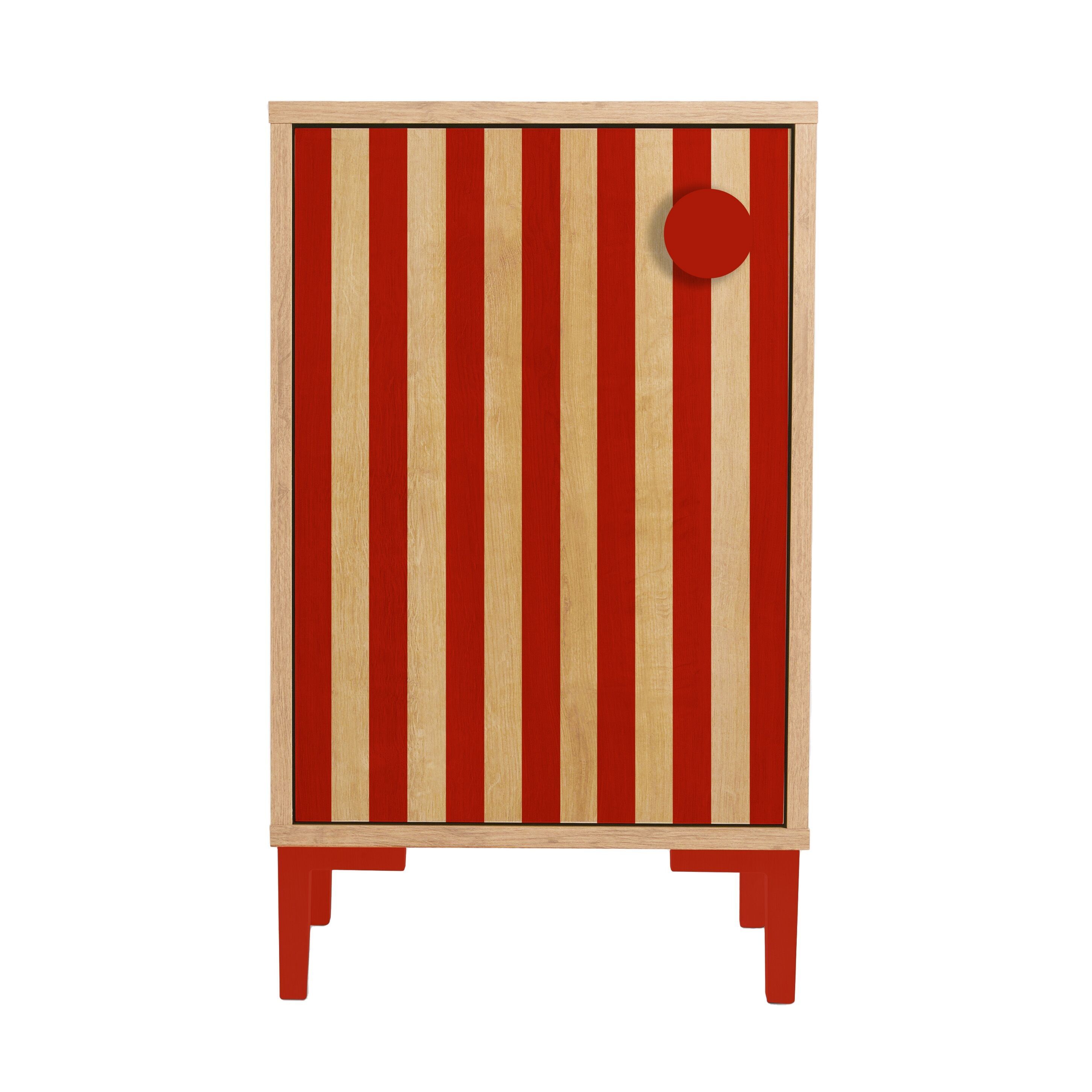 Tavolino da caffè William Kids in quercia - Strisce rosse