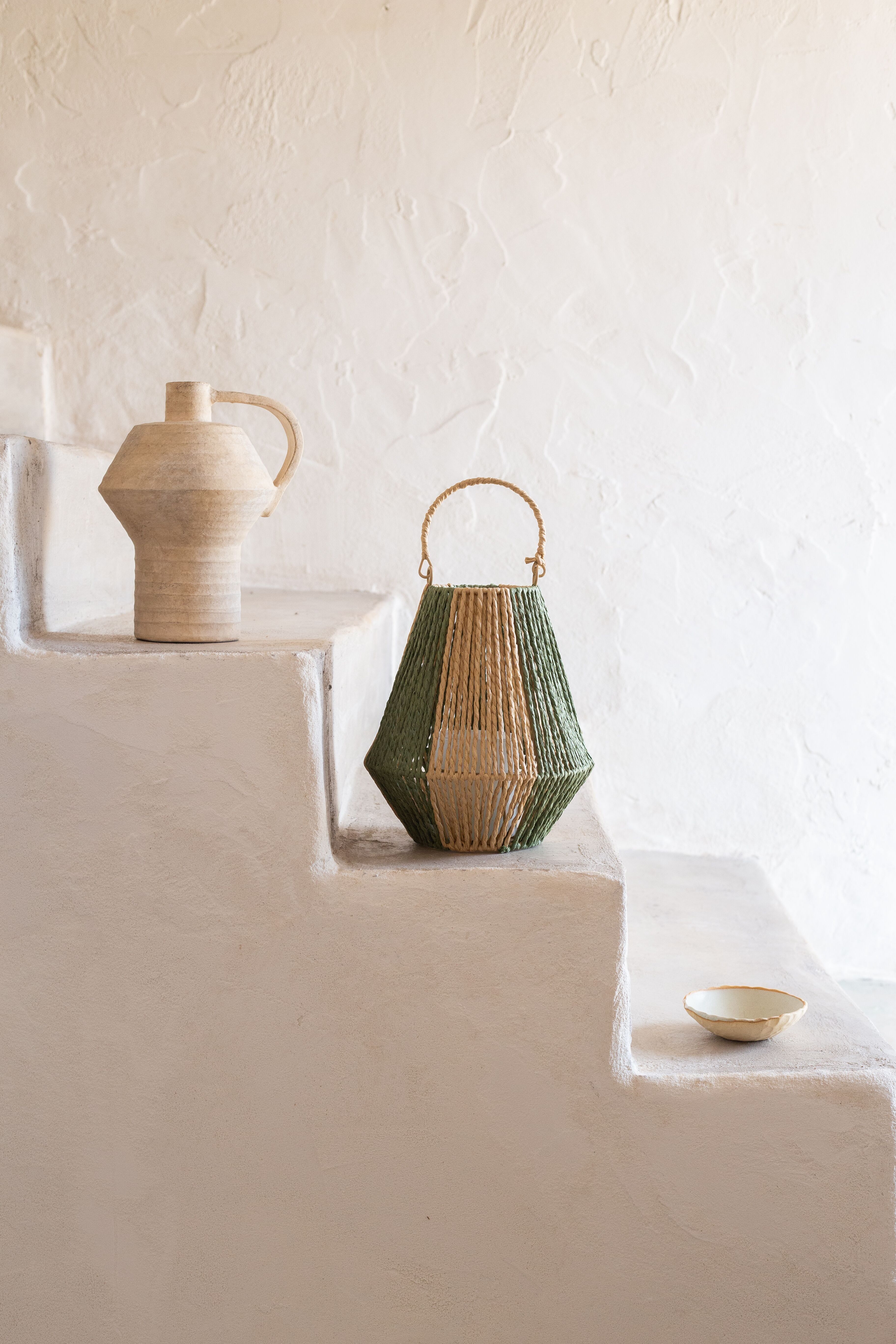 KERZENHALTER AUS GEDREHTEM PAPIER GRÜN XL