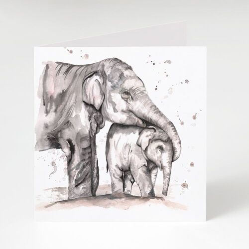 Elephant and Calf Greeting Card