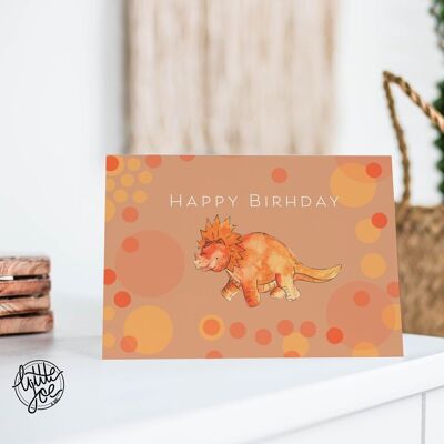Tarjeta de feliz cumpleaños dinosaurio