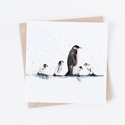 Pinguin-Familien-Gruß-Karte