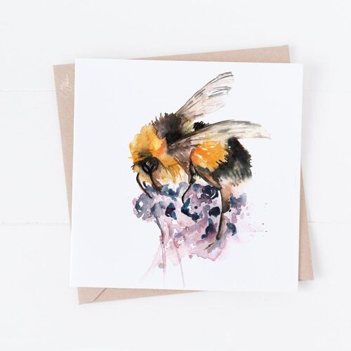 Bumble Bee on Heather Design Greeting Card