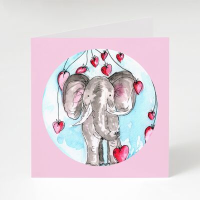 Cartolina d'auguri del cuore dell'elefante