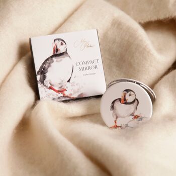 Miroir compact aquarelle Puffin Design 1