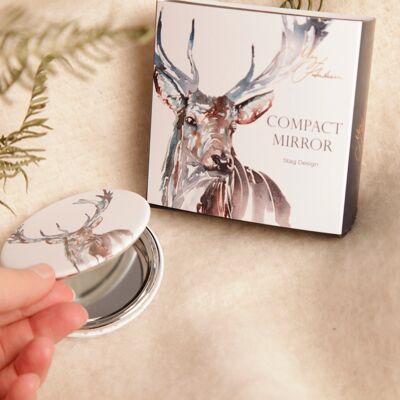 Specchio compatto ad acquerello con design cervo