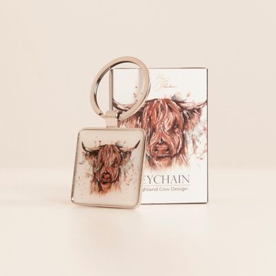 Porte-clés Vache Highland avec boîte-cadeau