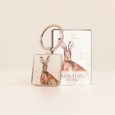 Porte-clés design lièvre avec boîte-cadeau