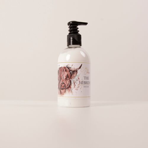 The Hebrides Hand Lotion with Highland Cow Design