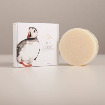 Savon pour les mains « The Coast » à motif aquarelle Puffin 1