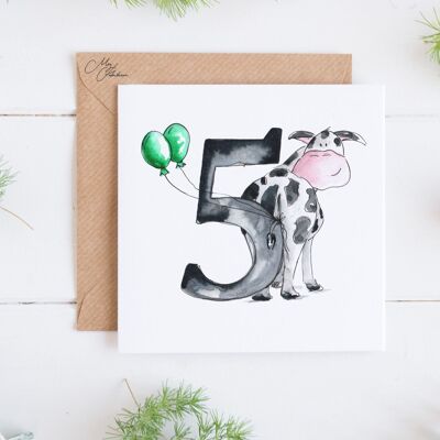 Vaca, tarjeta de cinco años