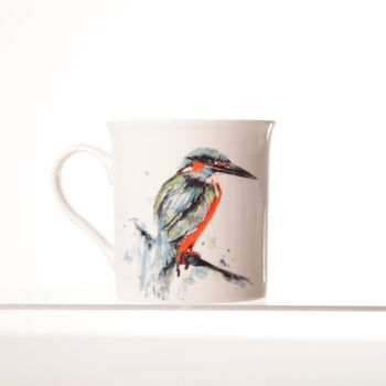 Tasse en Chine à motif aquarelle Kingfisher avec boîte 3