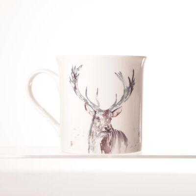 Tasse en Chine avec boîte à motif aquarelle cerf