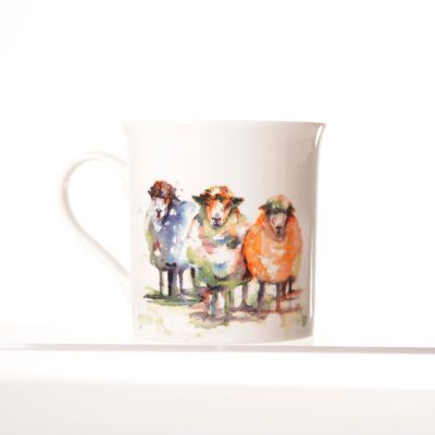 Tasse en Chine avec boîte à motif aquarelle de mouton