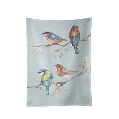 Toalla de té de algodón con diseño de pájaros británicos de The Lookout