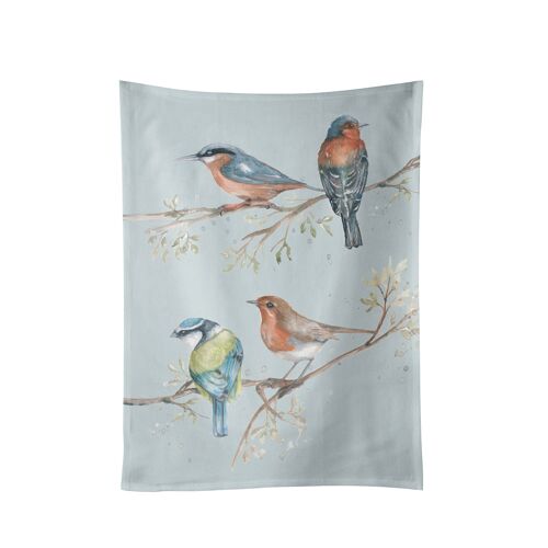 The Lookout' British Birds Design Cotton Teatowel