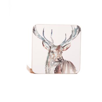 Dessous de verre à motif aquarelle cerf des Highlands 1