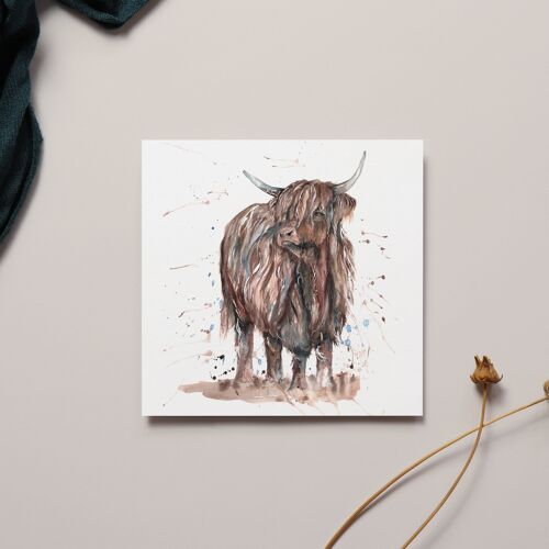 Highland Cow Watercolour Card