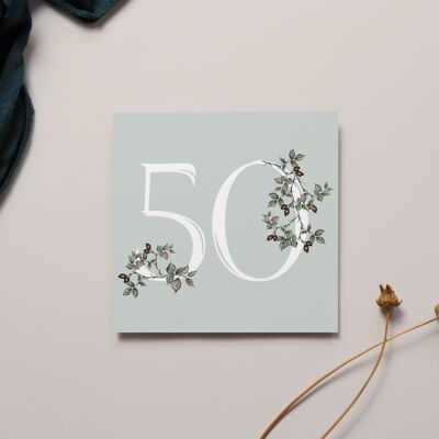 Tarjeta floral del 50 cumpleaños