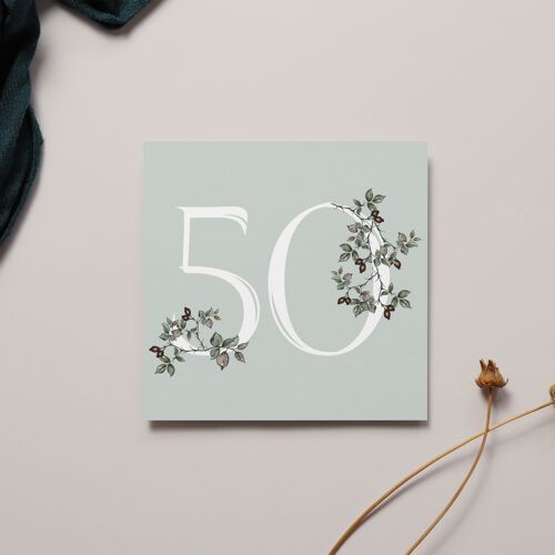 Floral 50th Birthday Card