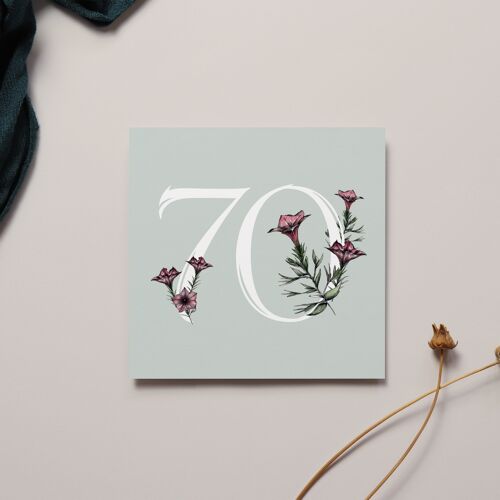 Floral 70th Birthday Card