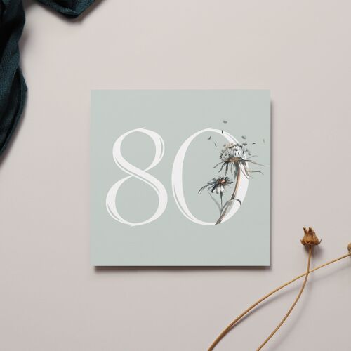 Floral 80th Birthday Card