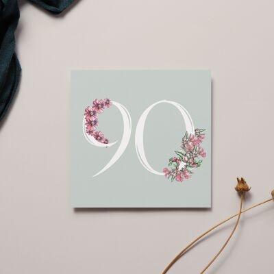 Tarjeta floral del 90 cumpleaños