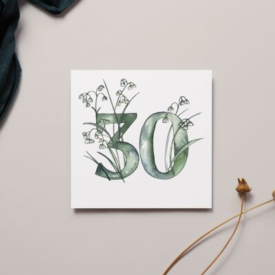 Blumen-Aquarell-Geburtstagskarte zum 30.